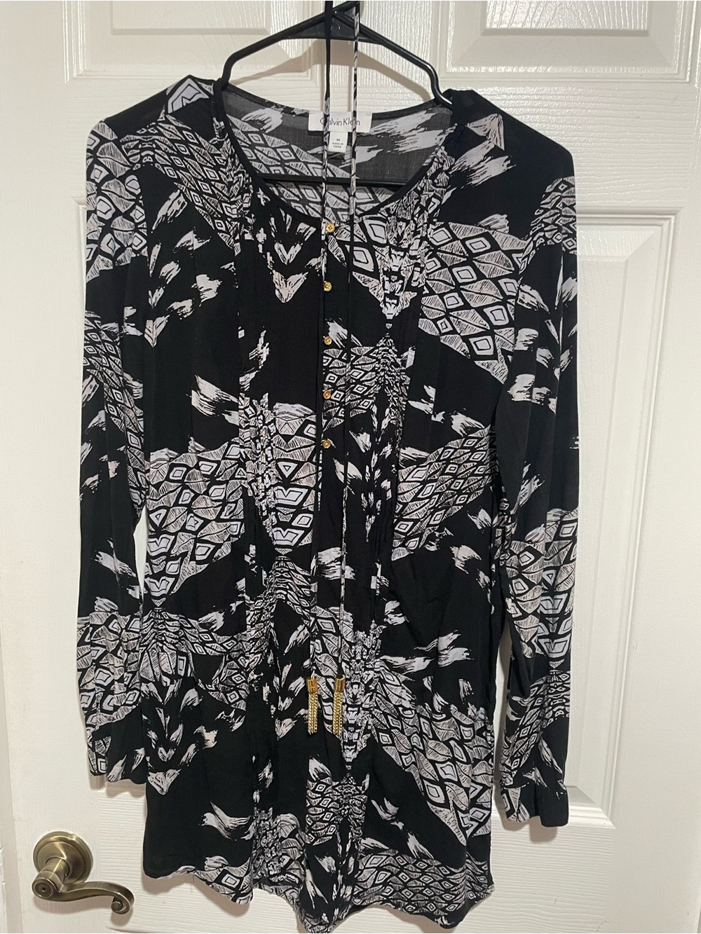 Calvin Klein Black and White Printed Mini Dress size medium